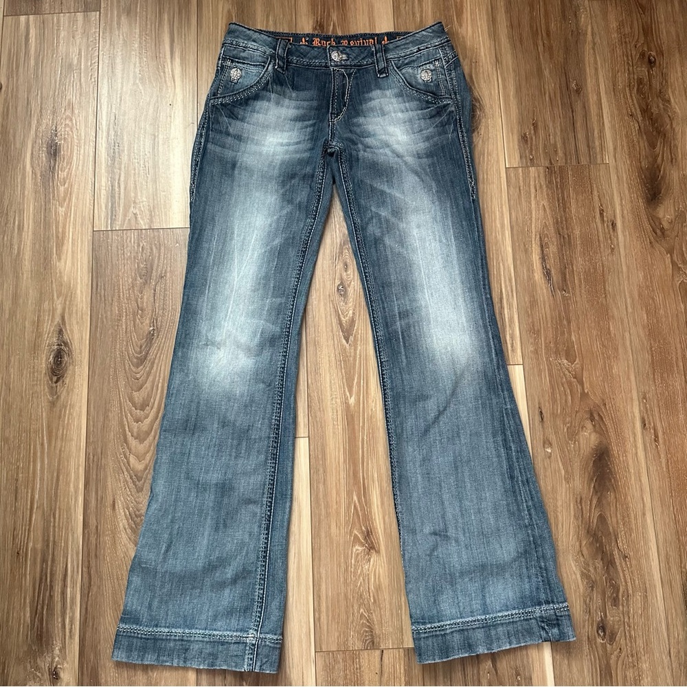 Rock Revival Women’s Elizabeth Wide Leg Jeans – Size 30, 34″ Inseam, W9 Wash